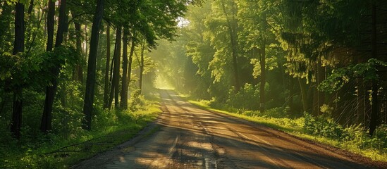 Obraz premium Rural Road Country Road Green Trees And Forest