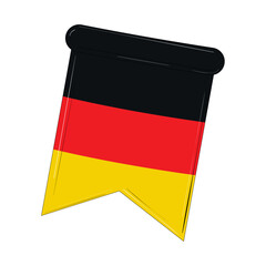 German flag in cartoon style with black, red, yellow stripes, Vector