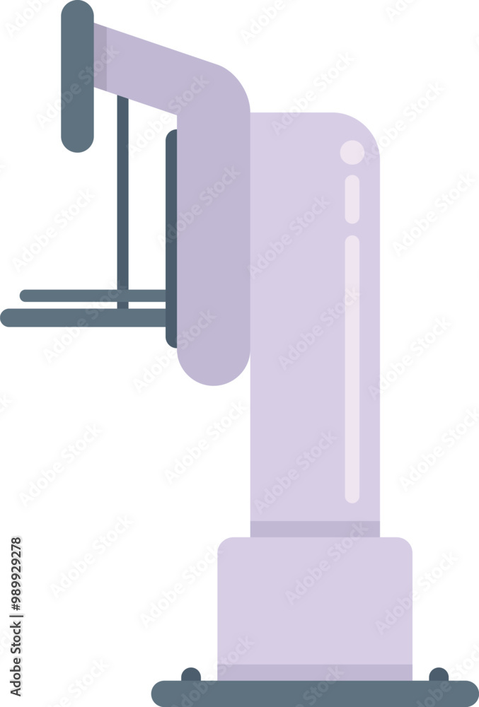 Poster robotic arm manipulator is working with object on white background