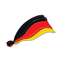 German flag in cartoon style with waving stripes, Vector