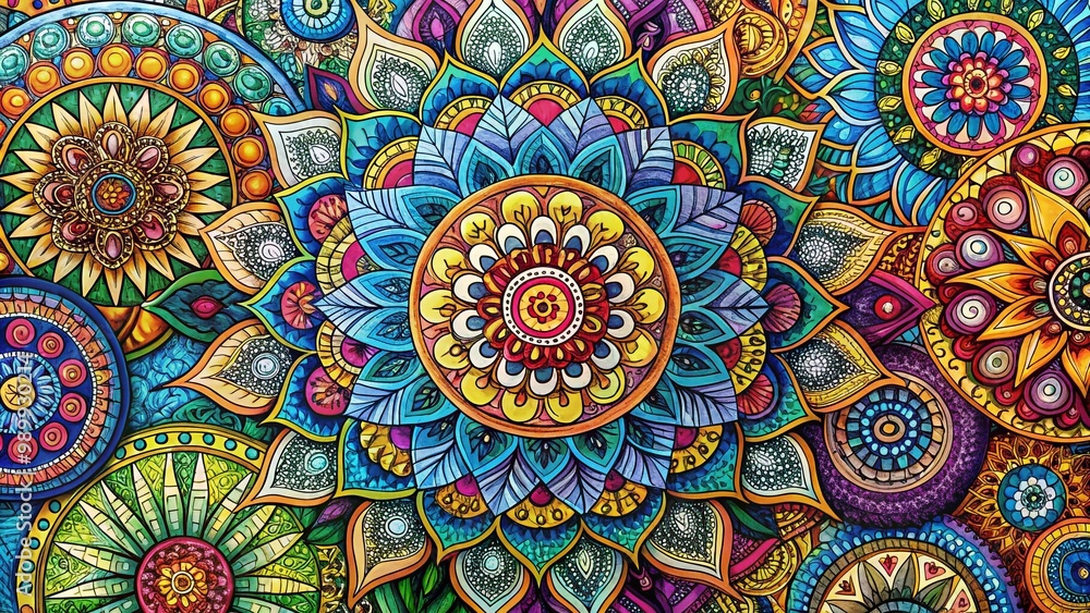 Poster intricate free zentangle patterns for relaxation and creativity in art and design projects