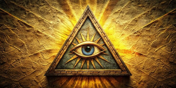 Intricate Masonic Triangle Symbol with Eye and Light on a Textured Background for Esoteric Themes