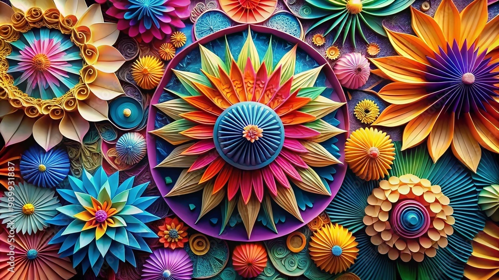 Poster intricate paper folding art displaying creativity and precision in design and craftsmanship