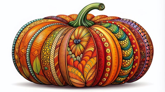 Intricate Pumpkin Zentangle Design for Fall Decor and Seasonal Artistic Inspiration