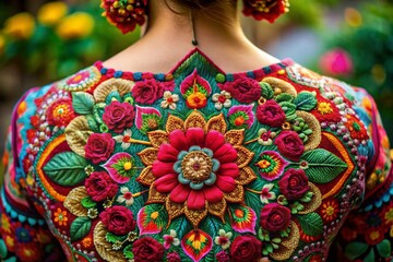 Intricate Rosette Pattern Design with Vibrant Colors and Detailed Flourishes for Decorative Use