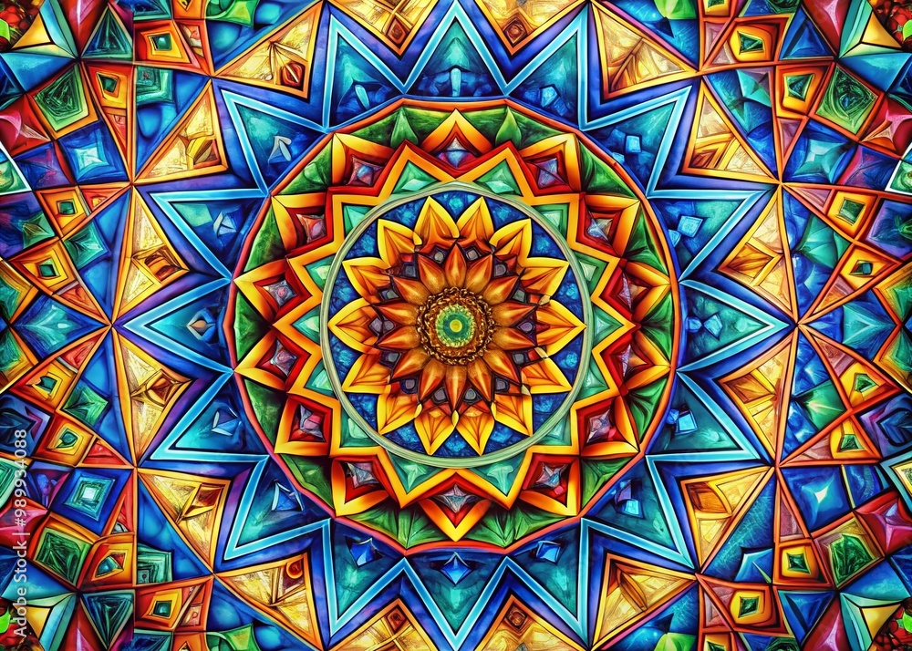 Poster intricate symbolism of the order of the nine angles represented in abstract geometric patterns