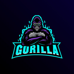 gorilla mascot logo esport gaming illustration.