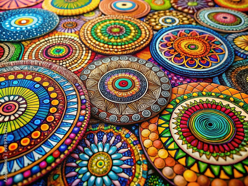 Poster intricate zentangle circles with abstract patterns for creative inspiration and relaxation technique