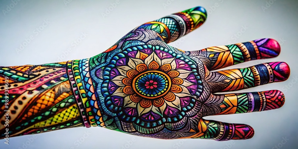Poster intricate zentangle hand design showcasing unique patterns and textures in black and white imagery