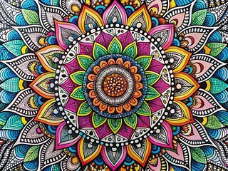 Obraz premium Intricate Zentangle Mandala Design for Relaxation and Mindfulness in Black and White Patterns