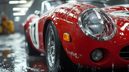 Sports car being washed