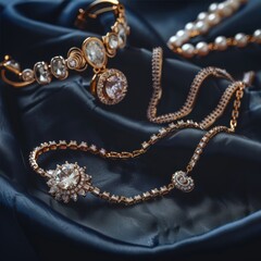 Diamond Jewelry on Silk.