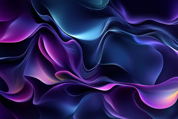 Obraz premium Fluid Organic Forms in Deep Purples and Blues Blending Together, Creating a Mesmerizing Abstract Composition