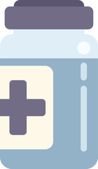 Obraz premium Medical glass vial with medication for injection with cross sign on a label, healthcare concept