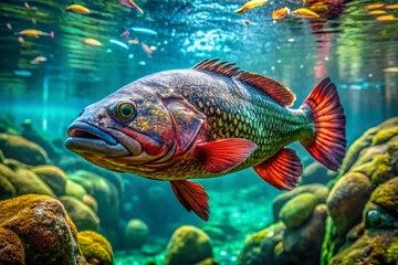 Majestic wolf fish swimming gracefully in the pristine waters of South America’s diverse ecosystems