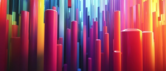 Abstract Colorful Cylinders Background.