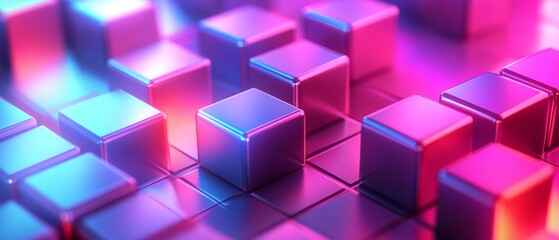 Obraz premium Abstract Neon Cubes.