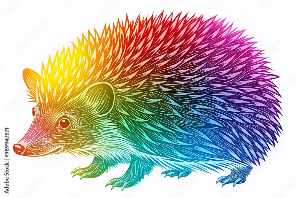 Poster minimalistic hedgehog outline design for nature-themed projects and illustrations in vector format