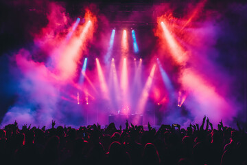 A Vibrant Rock Concert Stage with Dynamic Lighting and Special Effects: Capturing the Raw Energy of Live Music