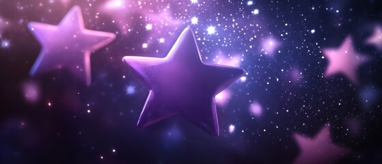 Purple Star With Glitter Background.