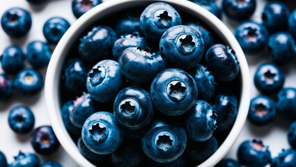 Whole blueberries with dark blue skin closeup