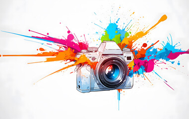Explore Creativity with a Vibrant Watercolor Camera Illustration