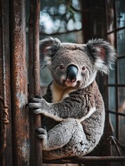 Obraz premium koala isolated on metal background
