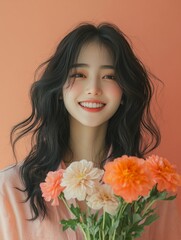 Fototapeta premium girl with flowers
