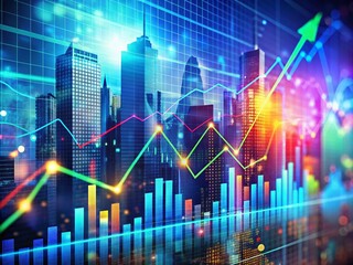 Modern Finance Graphic Illustrating Stock Market Trends and Economic Growth with Data Visualization