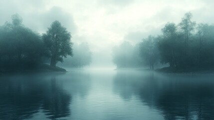 Fototapeta premium Misty River Landscape