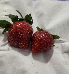 strawberries on a wooden table