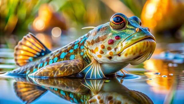 Mud Skipper Fish in Its Natural Habitat, Showcasing Unique Adaptations and Behavior in Wetlands