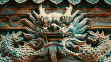 Fototapeta premium anime background of the statue of dragon