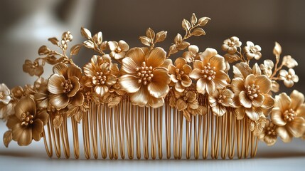 Obraz premium Golden Floral Hair Comb