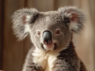 koala isolated on wooden background