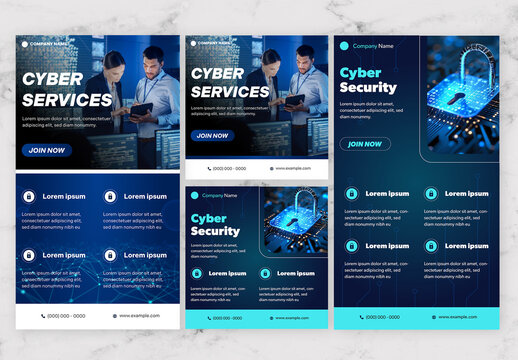 Gradient Blue and White Cyber Security Social Media Post And Story
