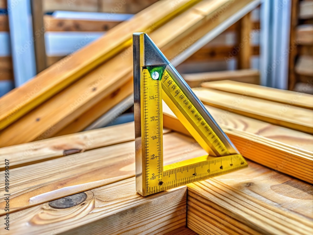Aufkleber precision measurement with speed square angles for carpentry and construction projects at worksite