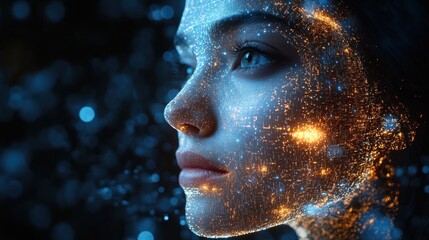 Woman with Glittering Skin