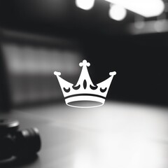 A simple crown symbol illuminated against a dark background in a studio setting, conveying elegance and royalty