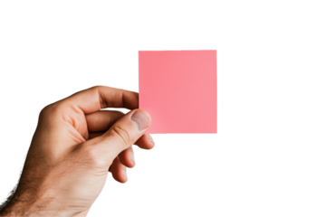 Hand Holding a Pink Sticky Note - Blank Message