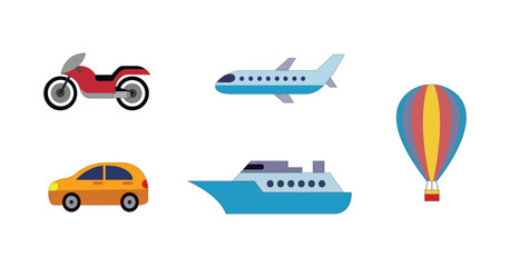 Transportation Conveyance Set Vector Illustration
