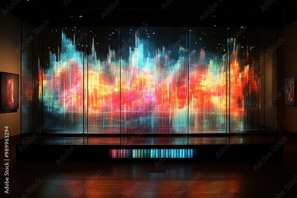 Poster abstract digital art display in gallery setting