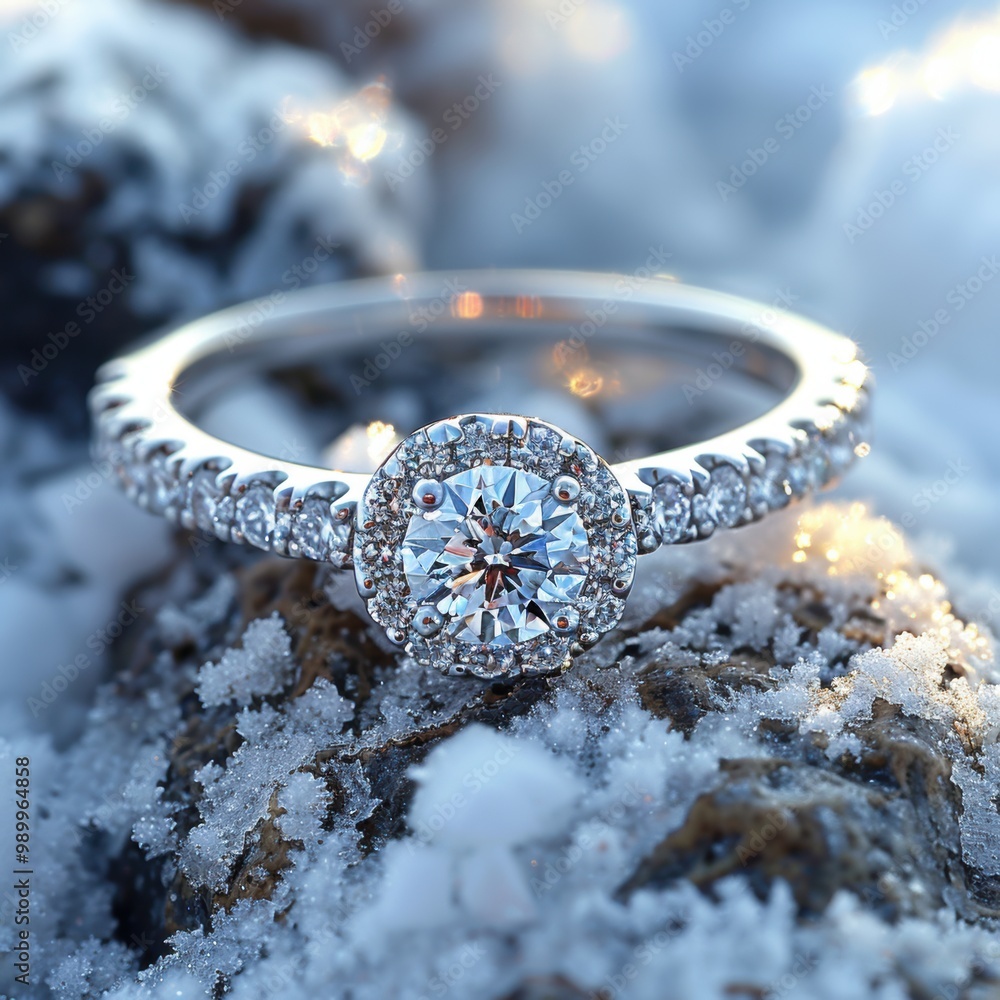 Canvas Prints diamond ring in snow.