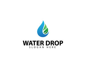 Obraz premium Water Drop on Leaf Logo Template Illustration, Logo for Company Identity and Business