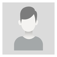 Male Default Placeholder. Avatar Profile Picture Isolated on Background. Man Silhouette for user profile in social media, forum, chat. Greyscale Vector illustration