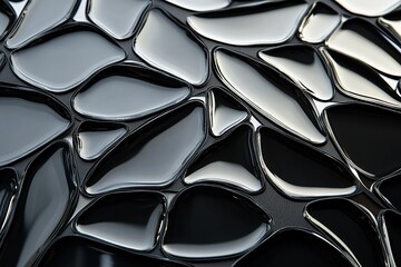 A close up of the pattern on black glass, showcasing its sleek and modern design with sharp