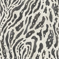 An abstract animal print pattern featuring dynamic lines and textures in neutral tones for interior design or textile applications