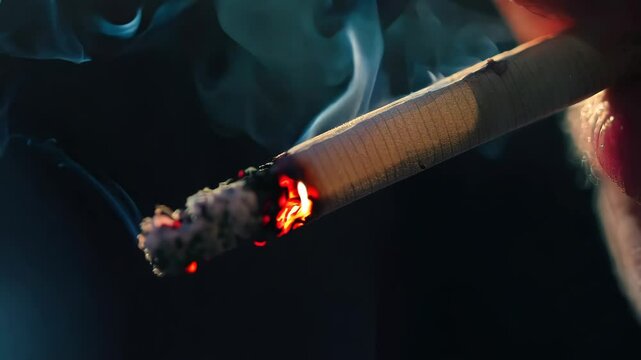 Close-up of a Lit Cigarette