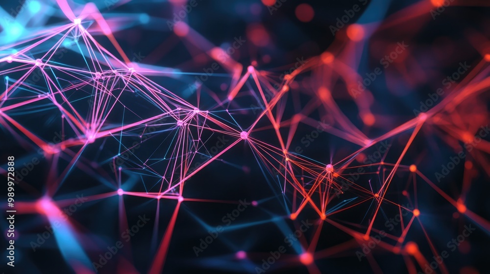 Poster abstract lines weaving together to create a complex, futuristic network design.