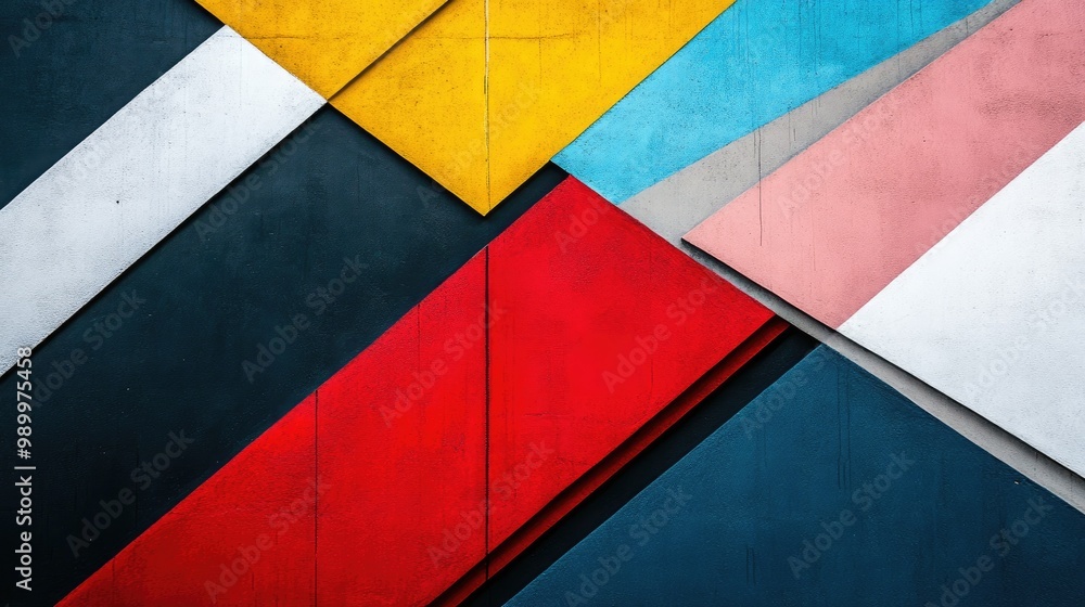 Poster bold diagonal abstract lines cutting across the frame in contrasting colors.